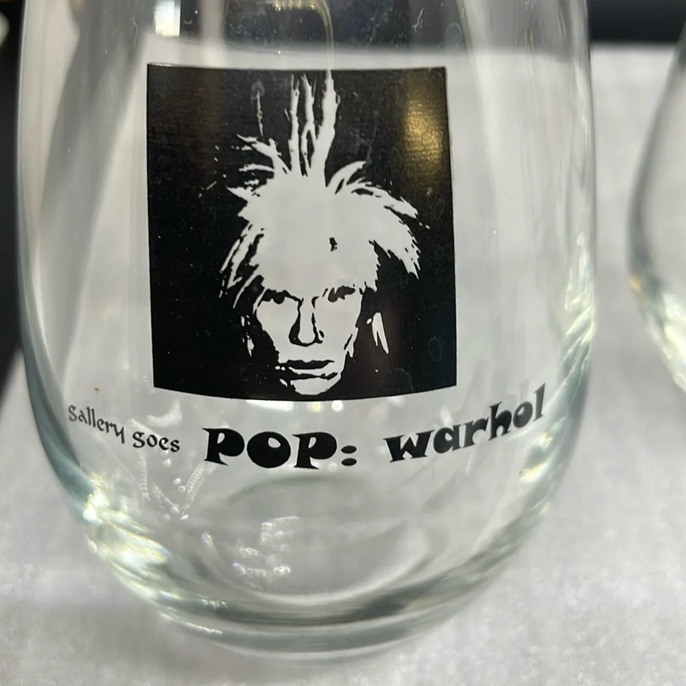 Andy Warhol Art Gallery Goes Pop Stemless Wine Glasses Set of 4